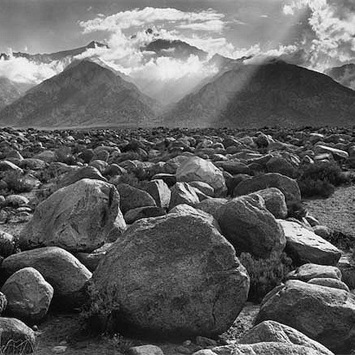 Ansel Adams
Mt. Williamson, Sierra Nevada, from Manzanar, California, 1944 (printed 1952 ca.) silver gelatin print,
© 2011 The Ansel Adams Publishing Rights Trust
Courtesy of the Andrew Smith Gallery, Santa Fe, NM.