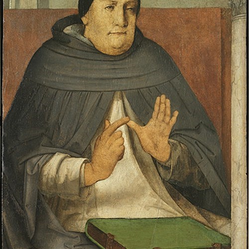 Giusto di Gand (Joos Van Wassenhove)
Antwerpen (B), not. 1460 – 1475
Pedro Berruguete (Paredes de Nava)
Palencia (SP), 1450ca. – 1505
San Tommaso d’Aquino
Dipinto su tavola, 115 x 76 cm 
Parigi, Musée du Louvre © C2RMF/ E. Lambert