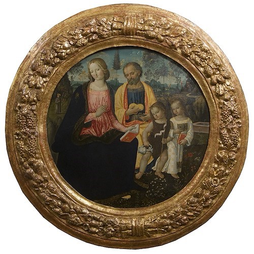 Bernardino di Betto detto il “Pintoricchio” 
(Perugia 1454-Siena 1513)
Sacra Famiglia e San Giovanni
Tempera e oro su tavola
Dal Convento di San Gerolamo in Campansi
Siena, Pinacoteca Nazionale