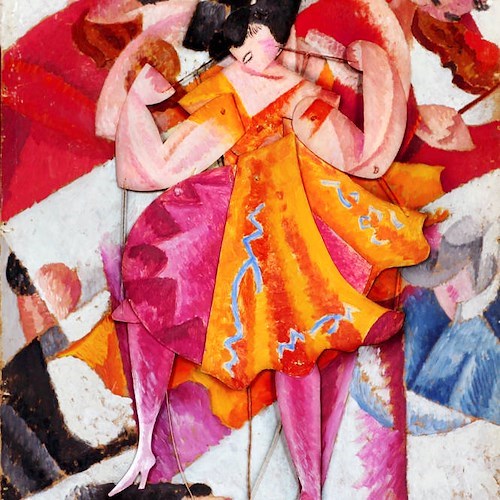 Gino Severini, Danseuse articulée, 1915, olio su cartone con elementi mobili